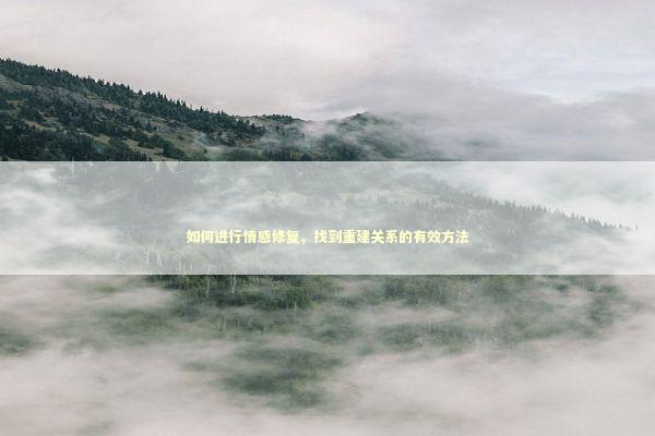 如何进行情感修复，找到重建关系的有效方法